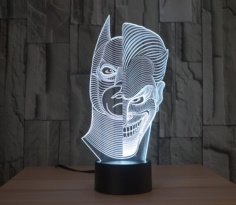 Batman Joker Morphing 3D LED Illusion Lamp Free CDR Vectors Art