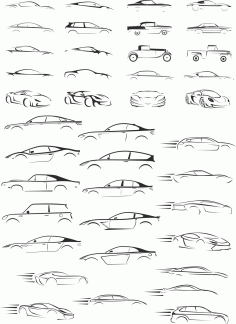 Cars Silhouettes Collection Free CDR Vectors Art