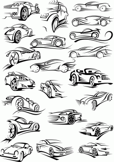 Cars Silhouette Stickers Free CDR Vectors Art