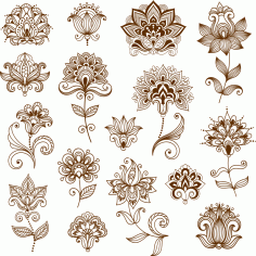 Collection of mehndi style ornaments Free CDR Vectors Art