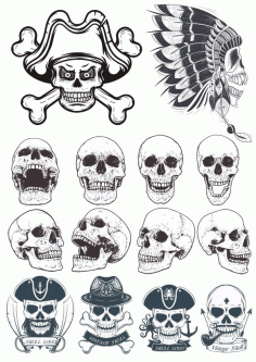 Dotwork Skulls Art File Free CDR Vectors Art