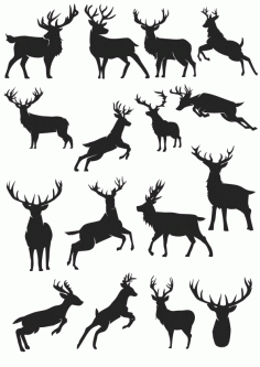 Deer Silhouette Collection File Free CDR Vectors Art