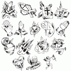 Collection Of Templates For Religious Tattoos Free DXF File