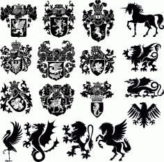 Heraldry Download Collection No 5 Clipart Free DXF File