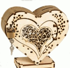 Heart Box With Lock File Download For Laser Cut Cnc Free DXF File