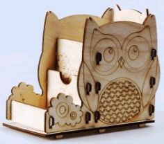 3d Owl Pen Box Download For Laser Cut Plasma Decal Free DXF File