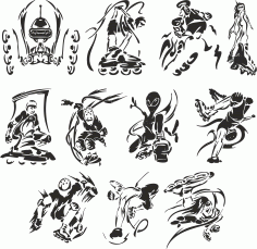 Collection Of Roller Sketches Free DXF File
