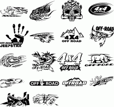 Layouts Of Stickers On An off-road Car Part 5 Free DXF File