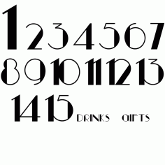 Numbers 1 To 15 Free DXF File