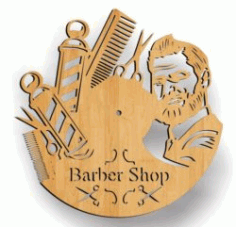 Barber Shop Wall Clock Download For Laser Cut Free DXF File