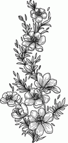Black And White Flowers For Print Or Laser Engraving Machines Free DXF File