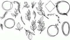 Branch Set For Print Or Laser Engraving Machines Free DXF File