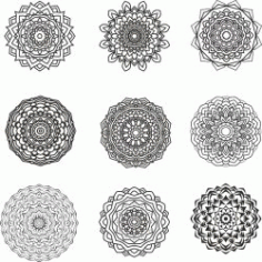 Mandala Design Set For Print Or Laser Engraving Machines Free DXF File