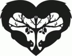 Heart With Two Squirrels Download For Laser Cut Free CDR Vectors Art
