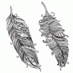 Two Feathers Download For Laser Engraving Machines Free CDR Vectors Art