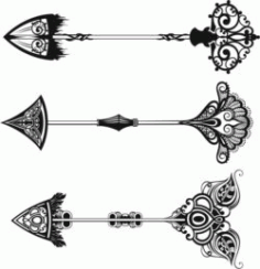 Beautifully Decorated Arrows For Laser Engraving Machines Free CDR Vectors Art