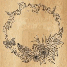 Floral Round Frame For Print Or Laser Engraving Machines Free CDR Vectors Art