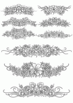 Flowers Decor Set For Print Or Laser Engraving Machines Free CDR Vectors Art