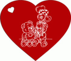 Heart And Couple Bear For Laser Engraving Machines Free CDR Vectors Art