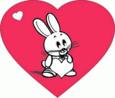 Heart With Rabbit For Laser Engraving Machines Free CDR Vectors Art