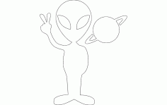Alien With Planet Free DXF File