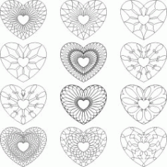 Carved Heart Pattern For Print Or Laser Engraving Machines Free DXF File