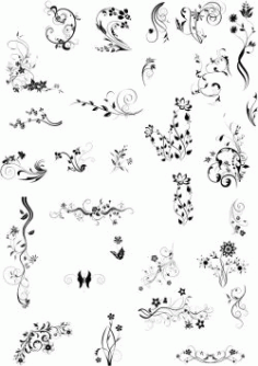 Flower Set For Print Or Laser Engraving Machines Free DXF File