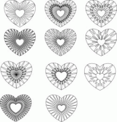 Guilloche Hearts For Print Or Laser Engraving Machines Free DXF File