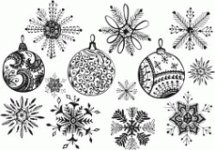 Snowflakes Decorated Tree For Laser Cut Free DXF File