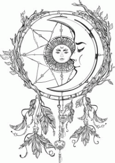 The Moon Embraces The Sun For Print Or Laser Engraving Machines Free CDR Vectors Art
