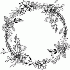 Wreath With Poppies For Print Or Laser Engraving Machines Free CDR Vectors Art