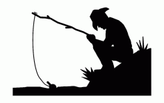 Fishing Silhouette Free DXF File