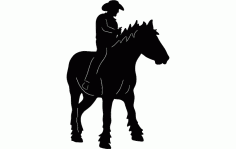 Cowboy On Horse 2 Silhouette Free DXF File