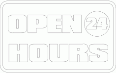 Open 24 Hours Sign Board Free DXF File