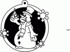 Snowman Decorated Tree Download For Laser Cut Plasma Decal Free DXF File