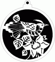 Tree Decoration Balls With Crested Birds Free DXF File