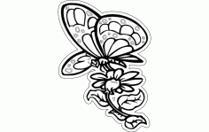 Butterfly With Flower Free DXF File