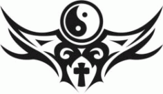 Bagua And Cross Download For Print Or Laser Engraving Machines Free CDR Vectors Art