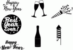 Corel Drawing Design Themed Happy New Year Free DXF File
