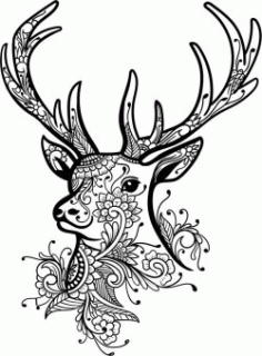 Floral Deer For Laser Engraving Machines Free DXF File