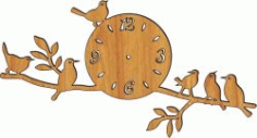 Clock On A Tree Branch Download For Laser Cut Plasma Free CDR Vectors Art