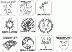 Game Of Thrones Coasters Red Cutting Line Free CDR Vectors Art