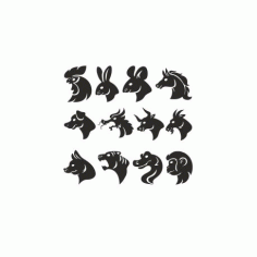 Animals Head Silhouettes Free DXF File