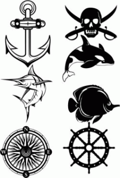 Symbols Of Ocean And Seafaring Free CDR Vectors Art