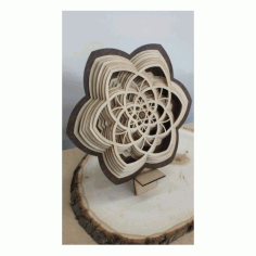 Layered Wooden Sculptures Flower Free DXF File