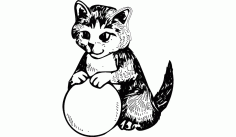 Cat With Ball Free DXF File