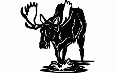 Moose With Big Horn Free DXF File