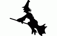Flying Witch Silhouette Free DXF File