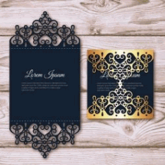 Elegant Card With Laser Cut And Gold Detail For Laser Free CDR Vectors Art