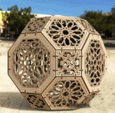 Hexagon Sphere Lamp For Laser Cut Cnc Free CDR Vectors Art